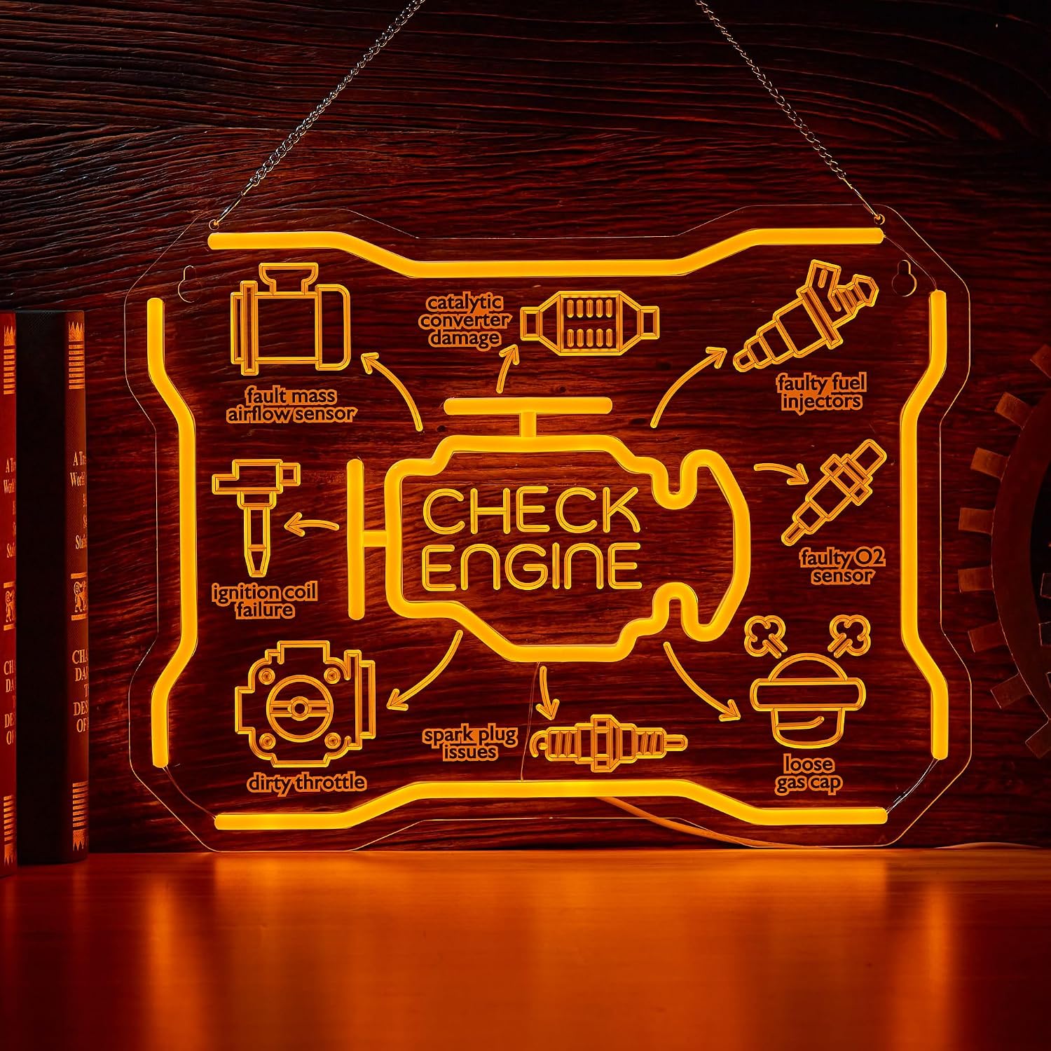 Garage Lighting Decor - Motor Arıza Göstergesi Neon Tabela USB