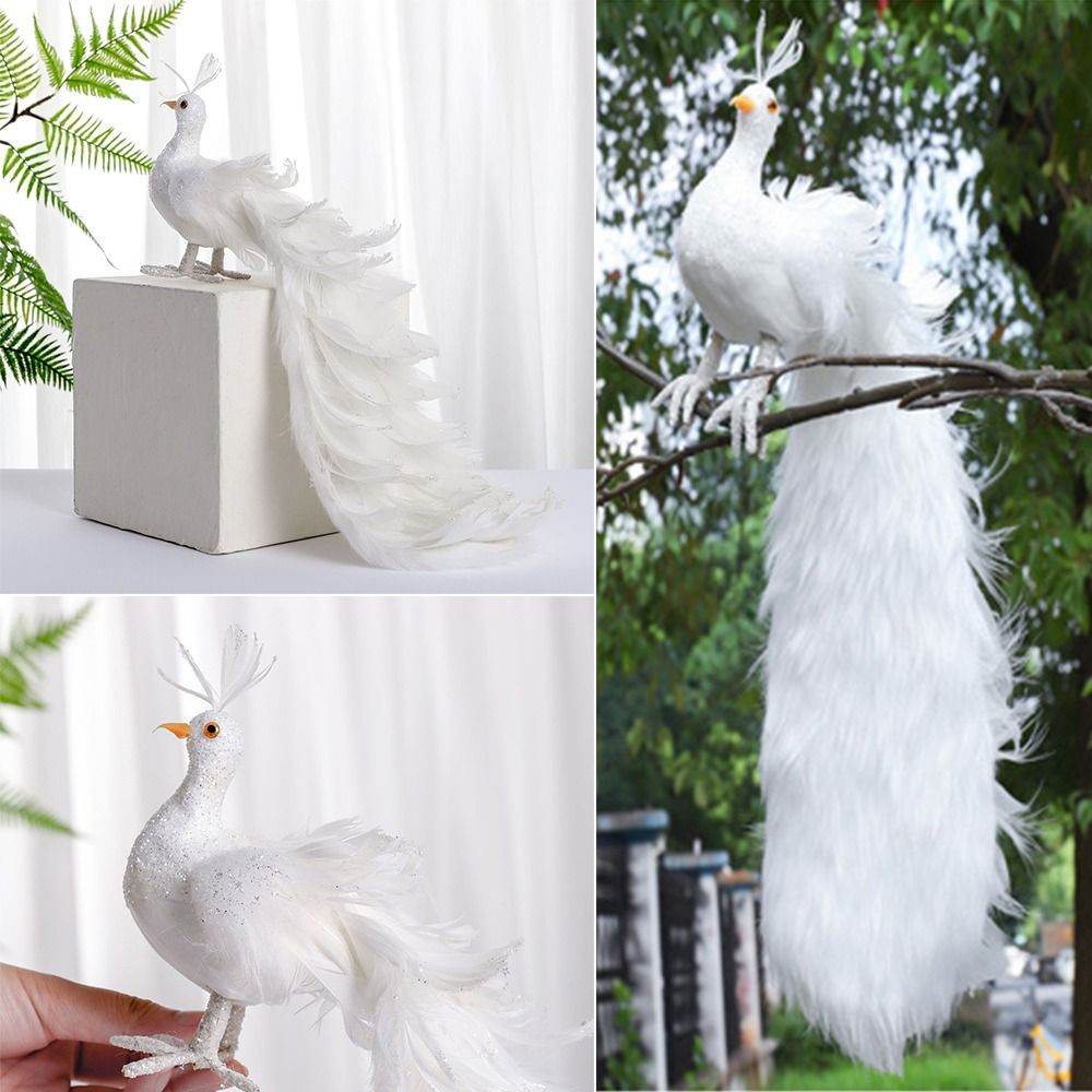 Pendant Lighting Christmas Decor - Simülasyon beyaz tavuskuşu güzel hafif noel