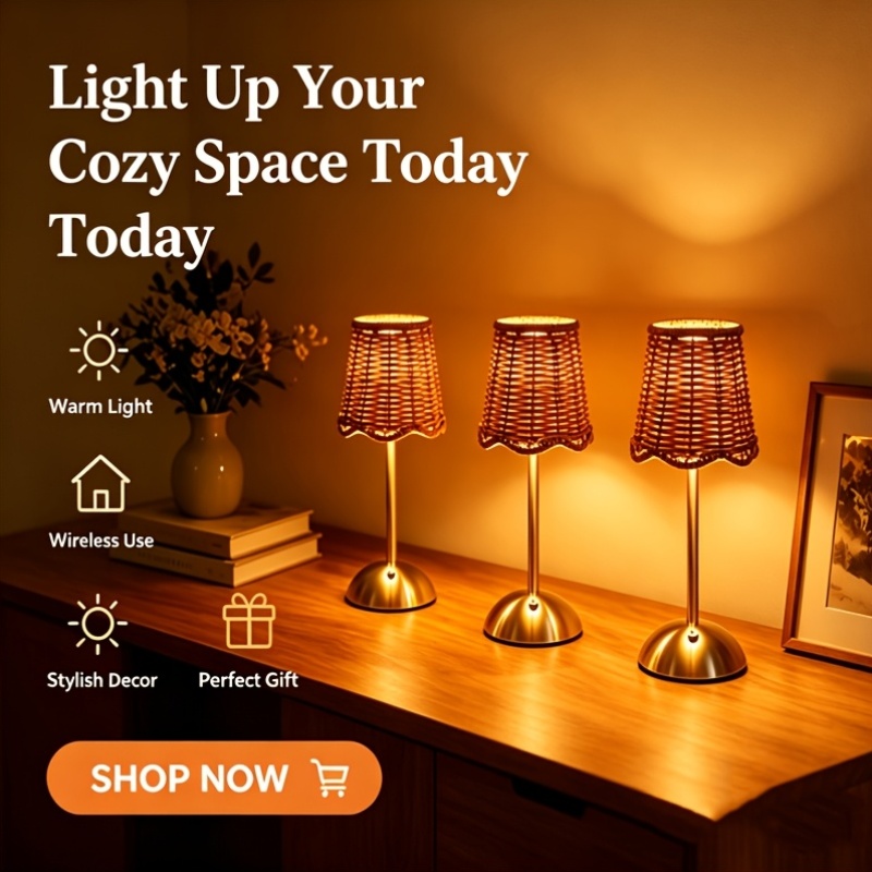 Bohem Dokuma Rattan Sanat Masa - Touch Dimmer Lamp incelemesi ve fiyatı