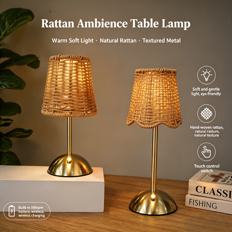 Bohem Dokuma Rattan Sanat Masa - Touch Dimmer Lamp incelemesi ve fiyatı