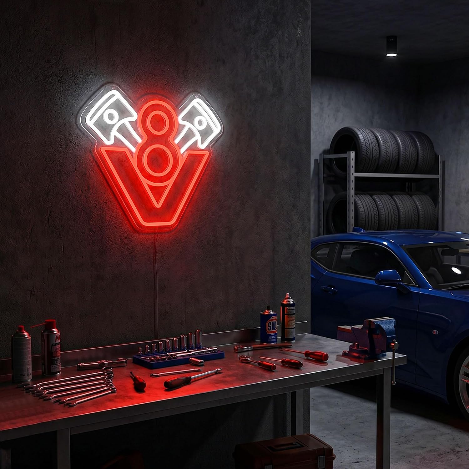 V8 Motor Neon Tabela LED Neon  - Garage Lighting Decor incelemesi ve fiyatı