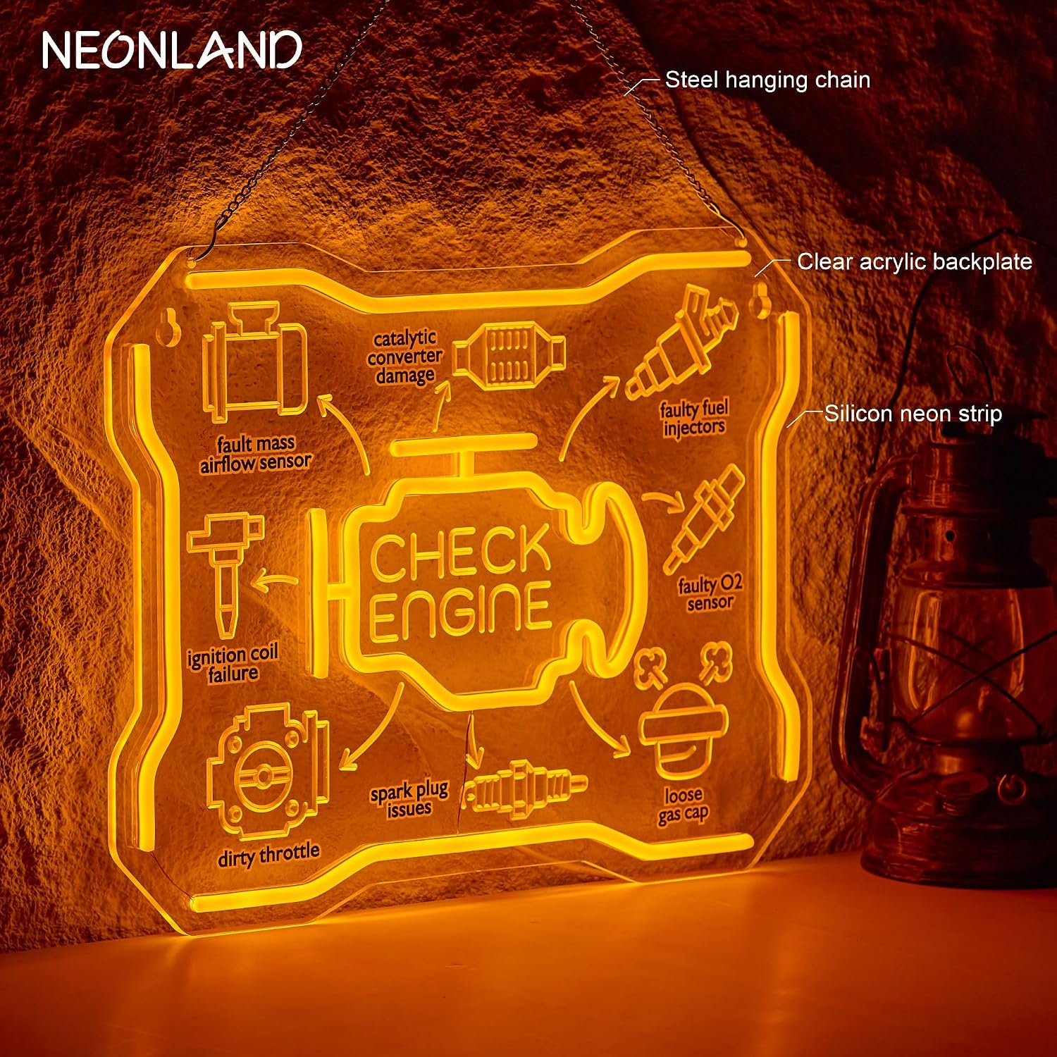 Motor Arıza Göstergesi Neon Ta - Garage Lighting Decor incelemesi ve fiyatı